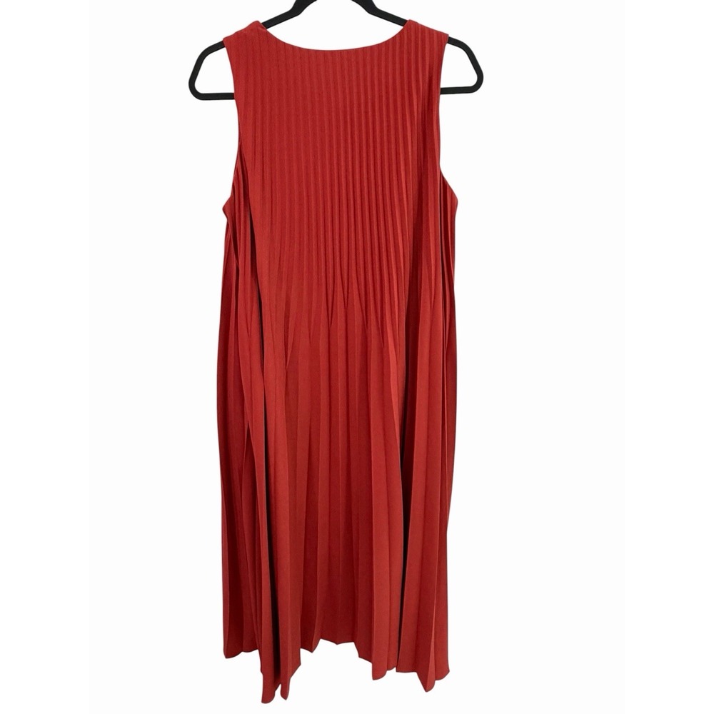 J Jill Wearever Pleated Sleeveless Midi Dress Medium V Neck Minimalist - Picture 6 of 12